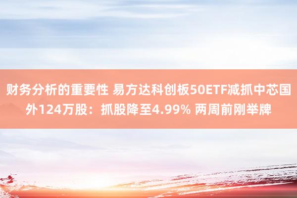 财务分析的重要性 易方达科创板50ETF减抓中芯国外124万股：抓股降至4.99% 两周前刚举牌