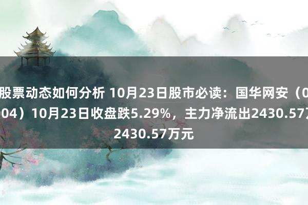 股票动态如何分析 10月23日股市必读：国华网安（000004）10月23日收盘跌5.29%，主力净流出2430.57万元