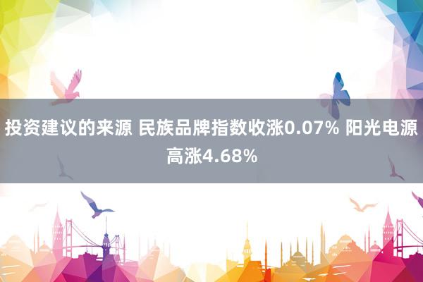 投资建议的来源 民族品牌指数收涨0.07% 阳光电源高涨4.68%