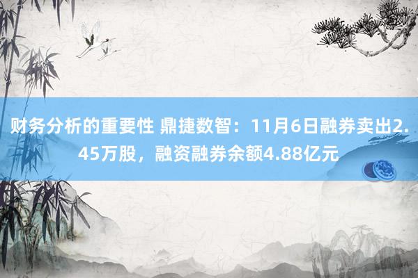 财务分析的重要性 鼎捷数智：11月6日融券卖出2.45万股，融资融券余额4.88亿元