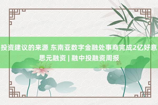 投资建议的来源 东南亚数字金融处事商完成2亿好意思元融资 | 融中投融资周报