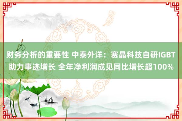 财务分析的重要性 中泰外洋：赛晶科技自研IGBT助力事迹增长 全年净利润成见同比增长超100%