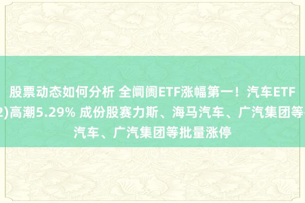 股票动态如何分析 全阛阓ETF涨幅第一！汽车ETF(159512)高潮5.29% 成份股赛力斯、海马汽车、广汽集团等批量涨停