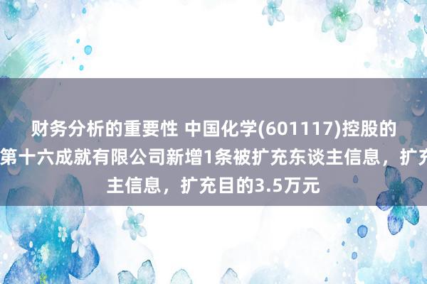 财务分析的重要性 中国化学(601117)控股的中国化学工程第十六成就有限公司新增1条被扩充东谈主信息，扩充目的3.5万元