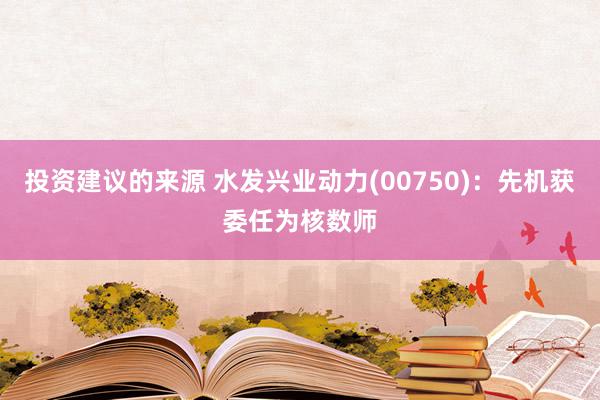 投资建议的来源 水发兴业动力(00750)：先机获委任为核数师