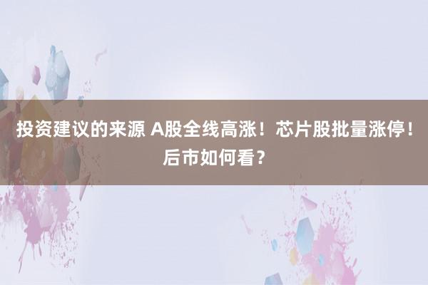 投资建议的来源 A股全线高涨！芯片股批量涨停！后市如何看？