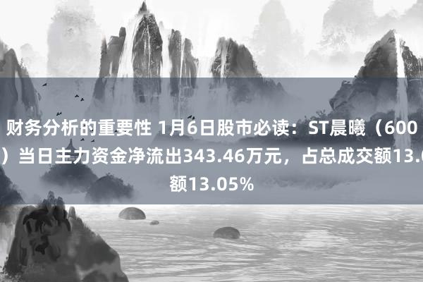 财务分析的重要性 1月6日股市必读：ST晨曦（600303）当日主力资金净流出343.46万元，占总成交额13.05%