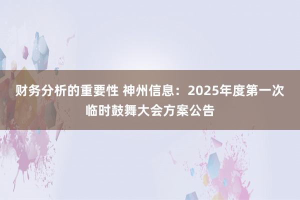 财务分析的重要性 神州信息：2025年度第一次临时鼓舞大会方案公告