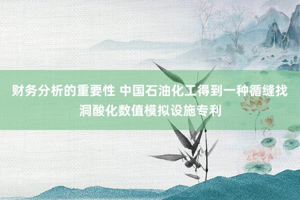 财务分析的重要性 中国石油化工得到一种循缝找洞酸化数值模拟设施专利