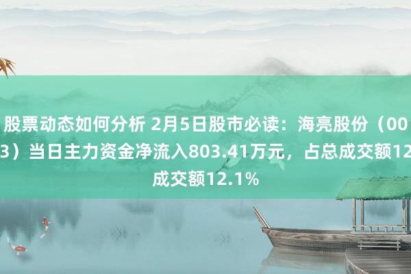 股票动态如何分析 2月5日股市必读：海亮股份（002203）当日主力资金净流入803.41万元，占总成交额12.1%