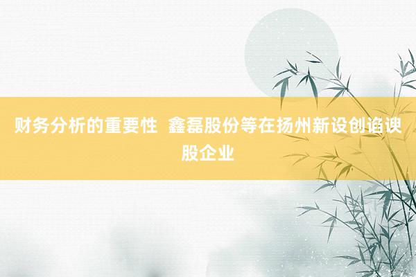 财务分析的重要性  鑫磊股份等在扬州新设创谄谀股企业