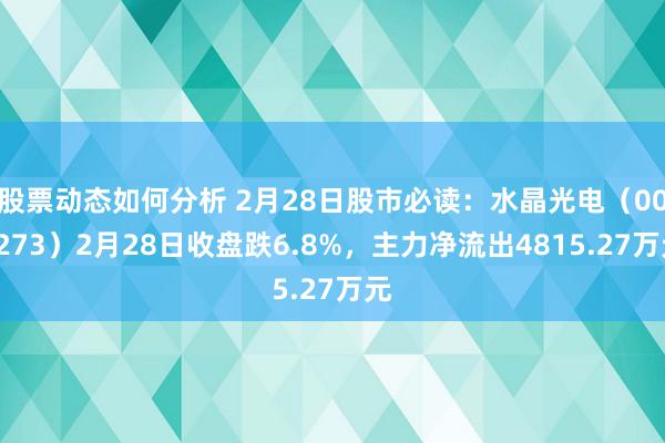 股票动态如何分析 2月28日股市必读：水晶光电（002273）2月28日收盘跌6.8%，主力净流出4815.27万元