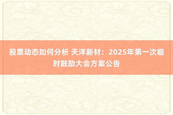 股票动态如何分析 天洋新材：2025年第一次临时鼓励大会方案公告