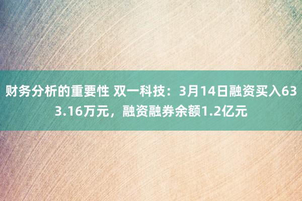 财务分析的重要性 双一科技：3月14日融资买入633.16万元，融资融券余额1.2亿元