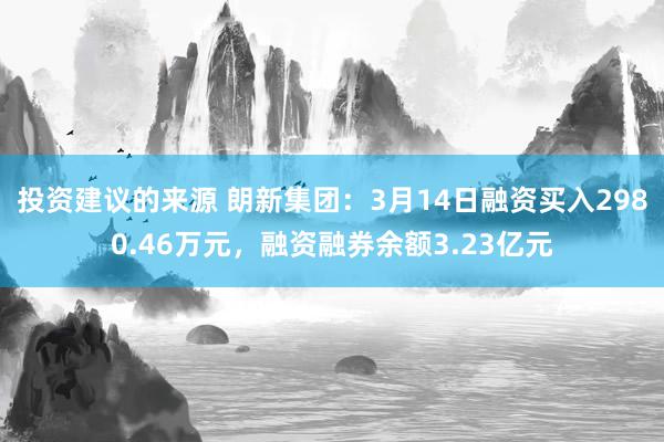 投资建议的来源 朗新集团：3月14日融资买入2980.46万元，融资融券余额3.23亿元