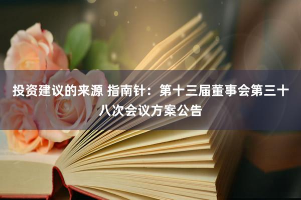 投资建议的来源 指南针：第十三届董事会第三十八次会议方案公告